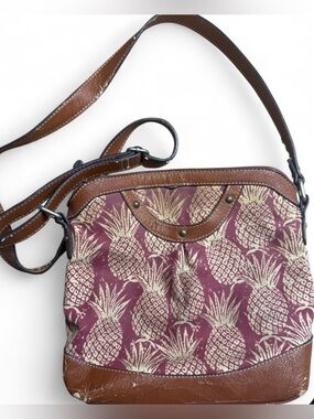 b.o.c Born Concept Rare Style Tropical Pineapple Crossbody Maroon Medium Bag